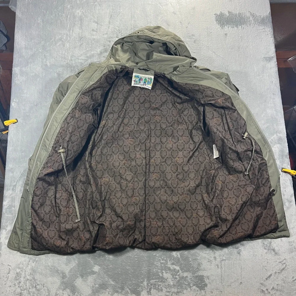 Winter Club Cyclone Down Parka Mens Small Olive Green Quilted Hooded Vintage